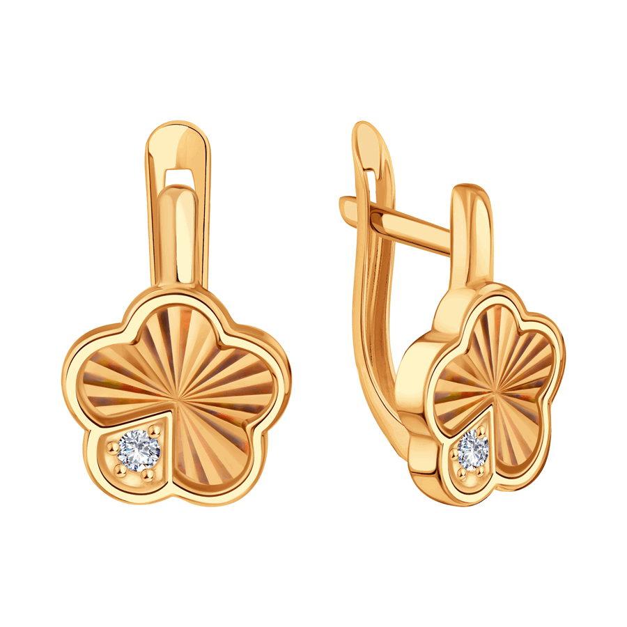 Золотые серьги с фианитом KARATOV Т10262Г931 Золотые серьги с фианитом KARATOV Т10262Г931