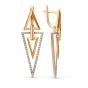 Золотые длинные серьги с фианитом ДИНАСТИЯ 004072-1102