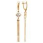 Золотые длинные серьги с фианитом ДИНАСТИЯ 006502-1100