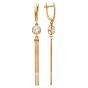 Золотые длинные серьги с фианитом ДИНАСТИЯ 006802-1100