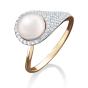 Золотое кольцо с жемчугом и фианитом ПЛАТИНА 01-3649-00-302-1110-33