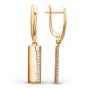 Золотые длинные серьги с фианитом ДИНАСТИЯ 015722-1102