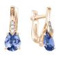 Золотые серьги с сапфиром гидротермальным и фианитом МАСТЕР БРИЛЛИАНТ 02-1-387