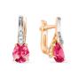 Золотые серьги с рубиновым корундом и рубином гидротермальным и фианитом МАСТЕР БРИЛЛИАНТ 02-1-387-16