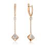 Золотые длинные серьги с кристаллом swarovski ПЛАТИНА 02-4590-00-501-1110-38