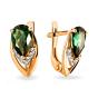 Золотые серьги с изумрудом гидротермальным и фианитом БОЛЬШАКОВ 2-655и