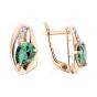 Золотые серьги с изумрудом гидротермальным и фианитом БОЛЬШАКОВ 2-733