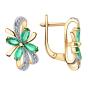 Золотые серьги с бриллиантом и изумрудом АЛЕКСАНДРА 2020476