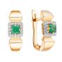 Золотые серьги с бриллиантом и изумрудом АЛЕКСАНДРА 2021933
