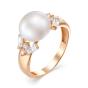 Золотое кольцо с жемчугом и фианитом DEFLEUR 21404A1