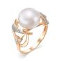 Золотое кольцо с жемчугом и фианитом DEFLEUR 21432A1