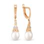 Золотые длинные серьги с жемчугом и фианитом DEFLEUR 22085A1