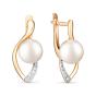 Золотые серьги с жемчугом и фианитом DEFLEUR 22125A1