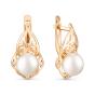 Золотые серьги с жемчугом и фианитом DEFLEUR 22131A1