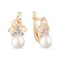 Золотые серьги с жемчугом и фианитом DEFLEUR 22143A1