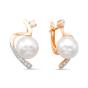 Золотые серьги с жемчугом и фианитом DEFLEUR 22172A1