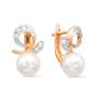 Золотые серьги с жемчугом и фианитом DEFLEUR 22391A1
