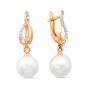Золотые серьги с жемчугом и фианитом DEFLEUR 22402A1
