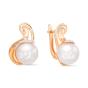 Золотые серьги с жемчугом и фианитом DEFLEUR 22419A1