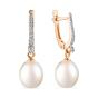Золотые серьги с жемчугом и фианитом DEFLEUR 22439A1