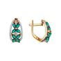Золотые серьги с бриллиантом и изумрудом гидротермальным SOKOLOV 3020366