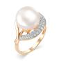 Золотое кольцо с жемчугом и фианитом DEFLEUR 31059A1 Золотое кольцо с жемчугом и фианитом DEFLEUR 31059A1