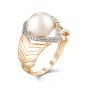 Золотое кольцо с жемчугом и фианитом DEFLEUR 31213A1