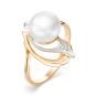 Золотое кольцо с жемчугом и фианитом DEFLEUR 31217A1