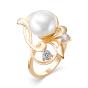 Золотое кольцо с жемчугом и фианитом DEFLEUR 31278A1
