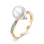 Золотое кольцо с жемчугом и фианитом DEFLEUR 31348A1