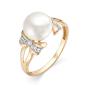 Золотое кольцо с жемчугом и фианитом DEFLEUR 31362A1 Золотое кольцо с жемчугом и фианитом DEFLEUR 31362A1