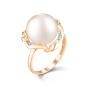 Золотое кольцо с жемчугом и фианитом DEFLEUR 31395A1