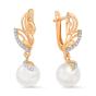 Золотые серьги с жемчугом и фианитом DEFLEUR 32050A1