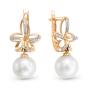 Золотые серьги с жемчугом и фианитом DEFLEUR 32057A1