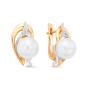 Золотые серьги с жемчугом и фианитом DEFLEUR 32217A1 Золотые серьги с жемчугом и фианитом DEFLEUR 32217A1