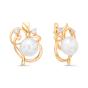 Золотые серьги с жемчугом и фианитом DEFLEUR 32278A1