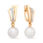 Золотые серьги с жемчугом и фианитом DEFLEUR 32291A1