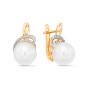 Золотые серьги с жемчугом и фианитом DEFLEUR 32307A1