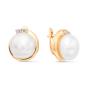 Золотые серьги с жемчугом и фианитом DEFLEUR 32312A1