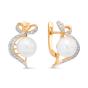 Золотые серьги с жемчугом и фианитом DEFLEUR 32334A1