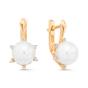Золотые серьги с жемчугом и фианитом DEFLEUR 32347A1