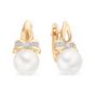 Золотые серьги с жемчугом и фианитом DEFLEUR 32362A1