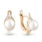 Золотые серьги с жемчугом и фианитом DEFLEUR 32517A1