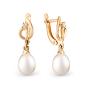Золотые серьги с жемчугом и фианитом DEFLEUR 32535A1