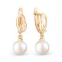 Золотые серьги с жемчугом и фианитом DEFLEUR 32601AP1