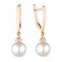 Золотые серьги с жемчугом и фианитом DEFLEUR 32608AP1
