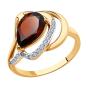 Золотое кольцо с гранатом и фианитом SOKOLOV 51-310-00921-2