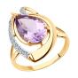 Золотое кольцо с аметистом и фианитом SOKOLOV 51-310-00931-2
