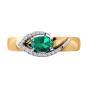 Золотое кольцо с бриллиантом и изумрудом гидротермальным SOKOLOV 6017026