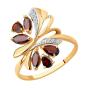 Золотое кольцо с гранатом и фианитом SOKOLOV 714737